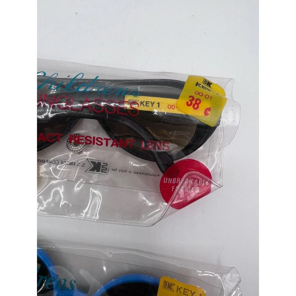 Set Of 1980s Kmart Children's Sunglasses Blue +‎ Black Plastic Unbreakable NOS